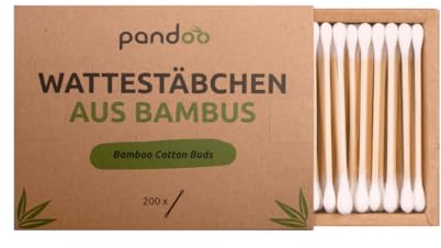 pandoo 4er Pack plastikfreie Bambus Wattestäbchen | 800 Stück | 100% biologisch abbaubar, vegan & nachhaltig | premium Wattestäbchen | Alternative für Plastik- und Papier-Wattestäbchen