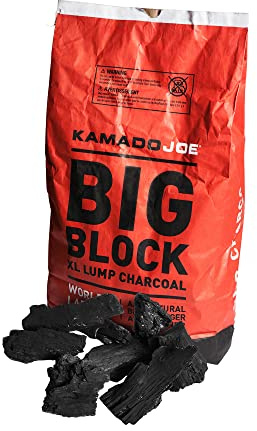 Kamado Joe 9.1kg XL Natürliche wiederverwendbare Stückholzkohle für BBQ, Räuchern, Grillen. Lange Lebensdauer bis zu 18 Stunden, Schwartz