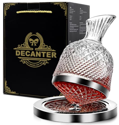 Weindekanter 1500ml, Wein Dekanter Rotwein 360°Schwenkbare, Weindekanter Aus Bleifreiem Kristallglas, Decanter Rotwein Für Geschenk & Mutter & Männer Vattertag Weihnachts