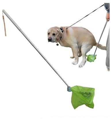 Kotschaufel-Fänger for Hunde, Teleskop-Kotschaufel mit langem Griff for kleine, mittelgroße und große Hunde, selbstklebendes Design, langlebiger Hundekot-Sammler, nimmt weichere Stühle for einfaches,