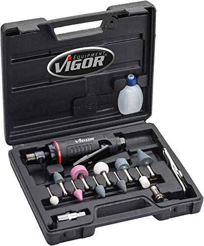 VIGOR Stabschleifer-Satz, Mini, V6906, Betriebsdruck 6.3 bar | Betriebsdruck 6.3 bar, 310 g, Schalldruckpegel 102 dB(A) Lp A, Luftbedarf 85 l/min, Drehzahl max 25000 upm
