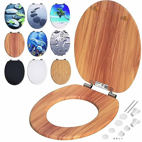 CASARIA WC Sitz mit doppelter Absenkautomatik Holz