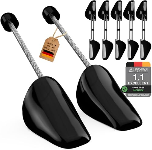Incutex 5 Paar Schuhspanner variabel Gr. 38-44, Schuhformer aus Kunststoff, Schuhstrecker für Damen und Herren für Sneaker, Turnschuhe, Ballerinas, Loafers, schwarz
