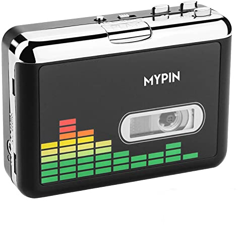 MYPIN Kassettenspieler, Tragbarer Kassettenkonverter USB Audio Kassette zu MP3 Player Konverter Kassette Auto-Rücklauf-Audio Notebook Retro Band Player mit Kopfhörer, braucht Keine Computer