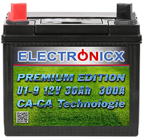Electronicx Rasentraktor Batterie 12V 30Ah U1-9 AGM Starterbatterie Pluspol Links, Aufsitzmäher Akku 196×132×182 mm, wartungsfrei, versiegelt, 12V Rasenmäher Traktor Aufsitzrasenmäher 30 Ah