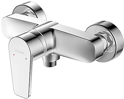 Krobec Duscharmatur Aufputz,Einhebelmischer Duscharmatur,Aufputz Brausearmatur,Wandmontage Mischbatterie für Dusche,Einhand-Brausebatterie,Messing,Keramikventileinsatz(Chrom).