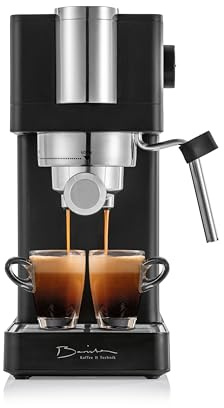 Barista Siebträger Maschine Espresso Slim | Espressomaschine Edelstahl mit 20-bar-Pumpe & Thermoblock-Schnellheizsystem | Slim Espresso Maschine mit 800-ml-Wassertank & Tassenwärmer