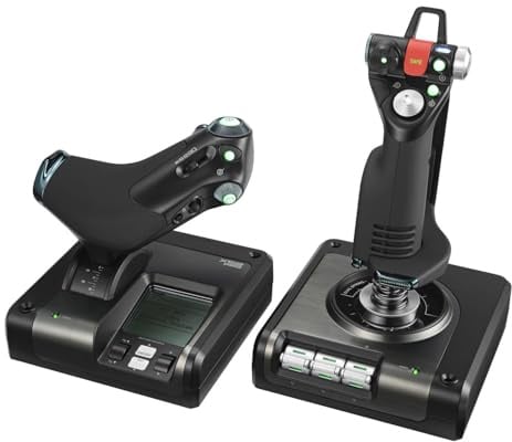 Logitech G Saitek X52 Pro H.O.T.A.S. Flight Control System Joystick und Schubregler für PC, Schwarz/Rot, USB