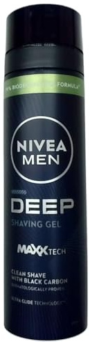 NIVEA Men Tiefenrasiergel (200ml), Rasiergel mit schwarzer Kohle, sanftes Rasiergel für Männer, entfernt Schmutz und Rückstände, Rasiergel für alle Hauttypen