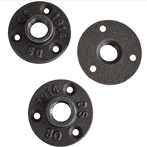 TuToy 10 Stück 1/2 oder 3/4 Zoll schwarzer Flansch Eisenrohr Bodenfitting Sanitär Gewinde drei Löcher Flansch Vintage Retro Steampunk Industrie Rohrverschraubungen - 3/4 Zoll