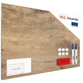 ALLboards Metallische Magnettafel HOLZ BAUMSTAMM BAUMKERN 60x40cm MetalBoards Memoboard für jede Art von Magneten Magnetpinnwand + 2 Marker, 6 Magnete und Schwamm