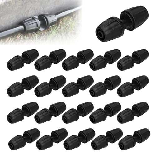 Gerade Anschlüsse Steckverbinder, 20 Stück schwarzer ABS 8/11 gerader Schlauchverbinder mit Verschluss-Tropfleitungskupplungen für Gartenschlauchverbinder, Verbindungs Kit für Luftschläuche