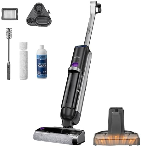 Eureka RapidWash NEW630 Nass Trockensauger Kabelloser Staubsauger mit 170° Neigung,60°C Heißlufttrocknung,21600 Pa Saugkraft,Saugwischer 38min,Selbstreinigung und Anti-Tangle für Hartböden,LED-Anzeige