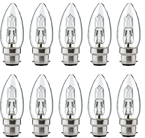 NCC-Licht 10x Eco Leuchtmittel Kerze B22 18W Warmweiß Dimmbar | Klares Leuchtmittel, stufenlos dimmbar, ideal in Kronleuchtern