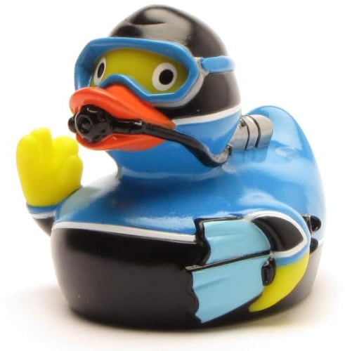 Duckshop I Badeente Taucher I Quietscheente Tauchsport I Quietscheentchen L: 8 cm I Geschenk für Taucher I Präsent Sammler