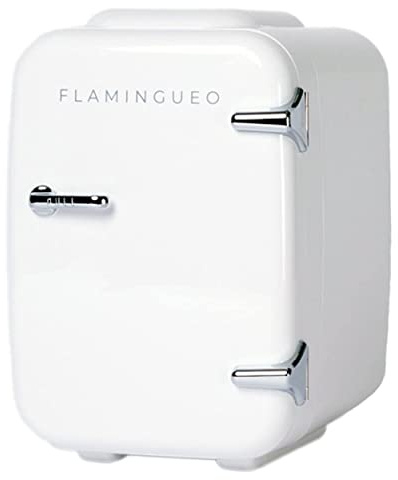 Flamingueo Mini Kühlschrank - Kühlschrank Klein 4L, 12V/220V, Mini Fridge, Skincare, Funktion Kühlen und Heizen, Tischkühlschrank, Kosmetik Kühlschrank