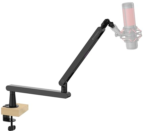 SENSIC SA-30 LP Low Profile Mikrofonständer Tisch mit 360° drehbarem Mikrofonarm, für Streaming mit integriertem Kabelmanagement, Universelle Mikrofon Halterung, Boom Arm
