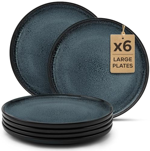Twinzee Geschirrset 6-teilig aus Steinzeug - Teller Set 6 Teller groß Granite für 6 Personen - Mikrowellen - Riviera Kollektion