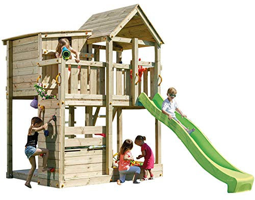 DEMMELHUBER Spielturm Palazzo mit Rutsche Kletterturm Sandkasten, Grün