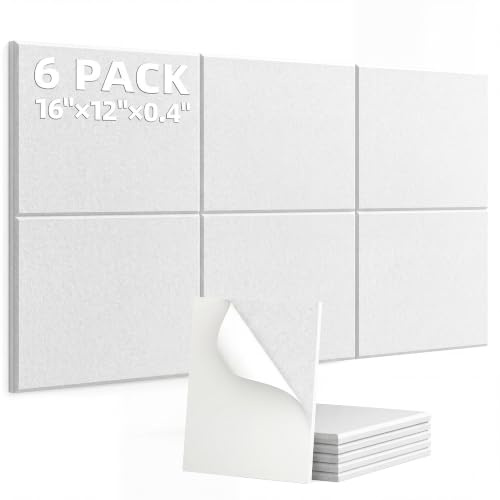 HyFanStr Schallabsorber Schalldämmung, Schall Dämmung für Tonstudio, Büro,Studio, Selbstklebende Hohe Dichte Akustikschaumstoff Schallschutz 30x40cm 6 Stück (White)