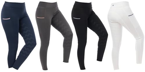 RIDING WORLD - Reitleggings Damen & Mädchen Agadir | Leggings zum Reiten | Reithose mit Silikon-Vollbesatz & breitem Bund | Reithose mit 2 Handytaschen | Reitbekleidung in vielen Größen & Farben