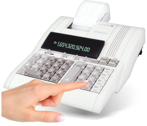 Olympia CPD 3212 S Tischrechner Druckend | Rechenmaschine mit Papierrolle | 12-stellig | Calculator Papierrolle 3 Zeilen/Sek. | Taschenrechner klein