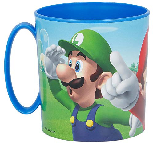 Stor 350 ml wiederverwendbarer mikrowellengeeigneter Plastikbecher für Kinder - Super Mario, 1 Stück (1er Pack), Bunt