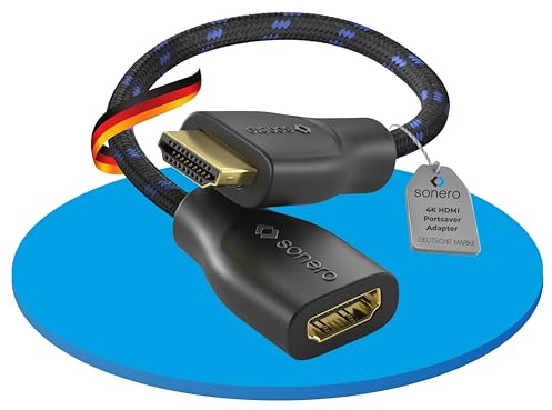 Sonero 4K HDMI Portsaver Adapter Stecker auf Buchse 0,15m 4k Baumwollmantel | Premium High Speed Adapter mit zweifacher Abschirmung und Baumwoll-Mantel für zuverlässige Bild- und Tonübertragung