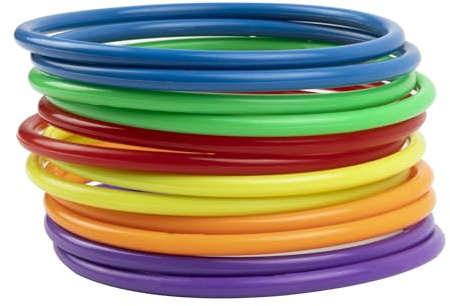 WOFEU Kunststoff Toss Ringe für Ring Toss Spiel,Klein Toss Ringe Drinnen draußen Kinder Target Übungsspiele, Party Favor Spiele, Karneval, Garten (6 Farben)