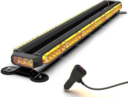 KAMOPA Auto LED Warnbalken Blinklicht 96cm 78 LED Rundumleuchte warnleuchte Bernstein/gelb Warnlicht mit magnet für LKW Baufahrzeuge