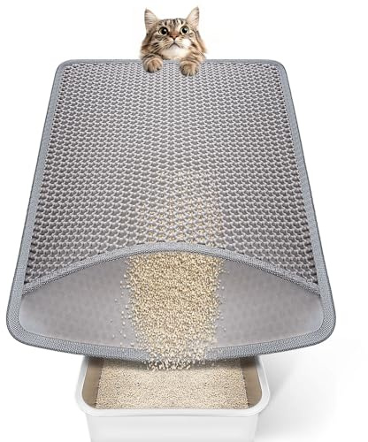 Conlun Katzenstreu Matte Katzenklo Matte 57x41 cm, Wabenförmiges Doppellagiges Design, Katzenklo Unterleger Grau