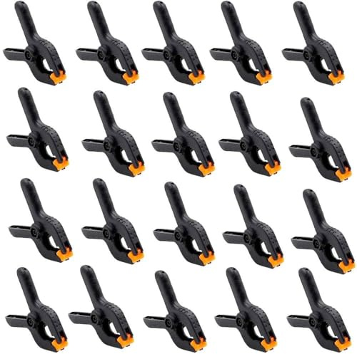 TSKDKIT 20 Stück Mini Klemmen Schwarze Nylon Federklemmen Klein Spannklemmen Hochleistungs-Frühlings-Klemmen für Photografie Foto Studio Hintergründe, Handwerk, Garten, Terrasse