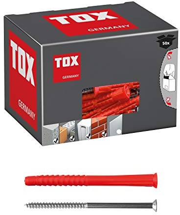 TOX Allzweck-Rahmendübel Constructor 8/100 + Schraube, 50 STK. | Rahmendübel für verschiedene Baustoffe, verknotet oder spreizt automatisch, 022102311