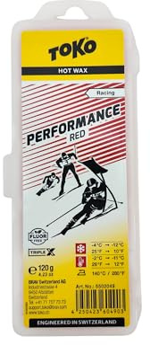 TOKO Performance red Heisswachs, Skiwachs für Freizeitsportler, 120 g | Fluorfreies Gleitwachs mit TripleX Technologie für Renn- und Trainingseinsatz, minus 4 bis minus 12 °C, mit Wachscase