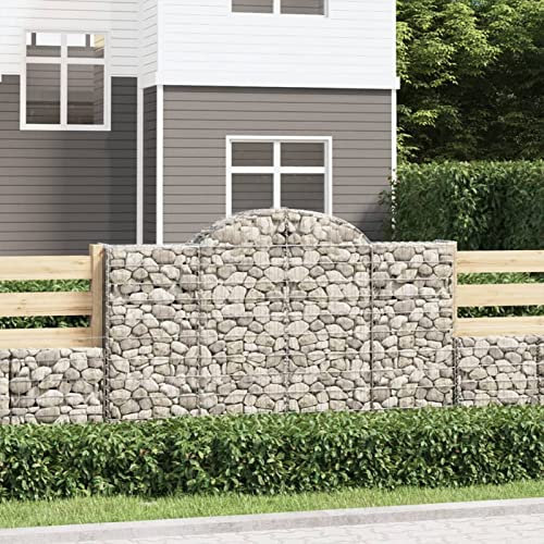 Xichuzi Gabione mit Hochbogen, Gabionenkörbe, Gabionen Hochbeet, Steinkorb, Gabionengitter, Kräuterspirale Für Garten, Drahtkorb Für Pflanzen, 200x50x120/140 cm Verzinktes Eisen