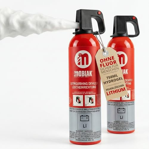 notlok Safety Work 2X 750ml Feuerlöscher für Elektrobrände, PFAS-frei | Schaum Feuerlöschspray für Lithium-Batterien, Hautfreundlich, Feuerlöscher Haushalt, Auto und Kfz-Akkus