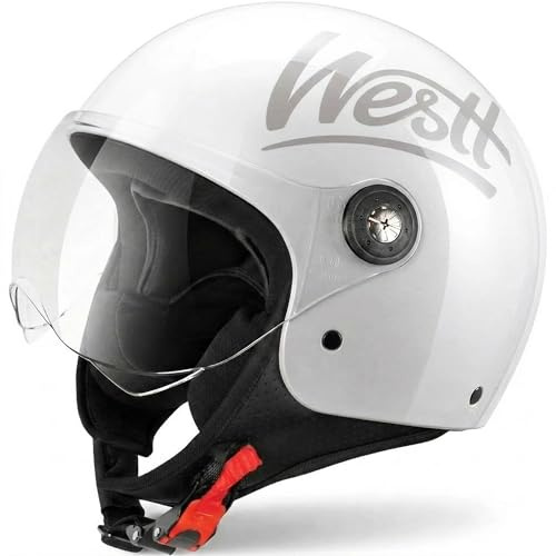 Westt Jethelm mit Visier ECE 22.06 – Leichter Motorradhelm für Damen und Herren – Roller Helm Mopedhelm in 4 Größen (S, M, L, XL)