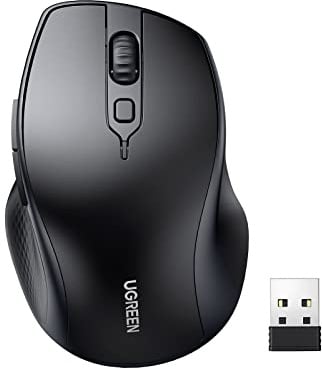 UGREEN Bluetooth Maus kabellos (BT 5.0 + 2.4G), 4000 DPI, 18 Monate Akkulaufzeit, Ergonomische Maus für Computer Laptop Tablet Handy, PC Maus kompatibel mit Windows macOS Android iOS Linux, schwarz