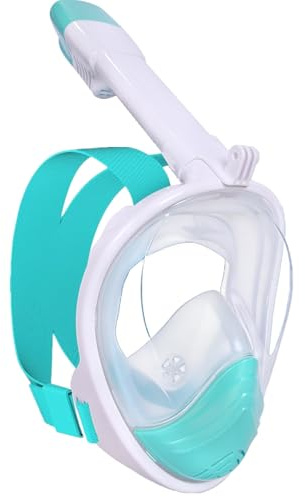 Wsobue Tauchmaske,Vollmaske Schnorchelmaske Anti-Fog Anti-Leck,180° Sichtfeld mit Sportkameras Kompatible Taucherbrilie für Erwachsene und Kinder (Weiß Grün S/M)