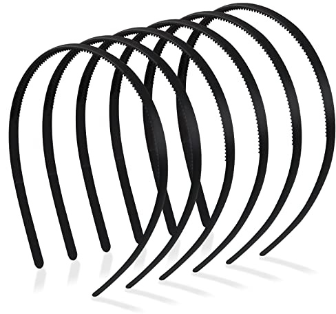 Hanyousheng 6 Stück Haarband, Schwarz Plastik Haarband, Rutschfestes Stirnband mit Anti-rutsch Zähne für Mädchen Damen Plain Stirnbänder