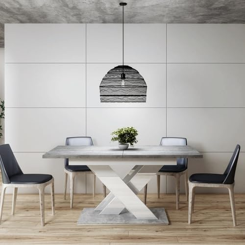 PROROOM FURNITURE Esstisch Ausziehbar - Moderner Ausziehtisch 140-180 cm, Stabiler Onyx Tisch für 6 Personen, Tisch für Esszimmer, Wohnzimmer, Küche, Tischplatte in Betonoptik