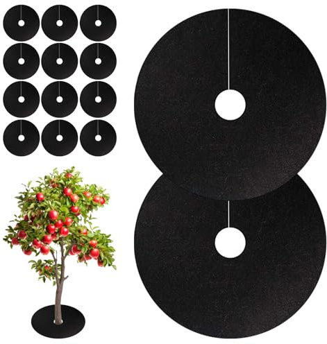 12 Stück Unkrautmatte Rund, 52cm Unkrautschutzmatte Baumschutz Unkrautmatten Unkrautmatte Garten ﻿Unkrautschutz Rund Mulchring Rund Baumschutzmatte, Pflanzenschutzmatte für Garten, Blumenbeete