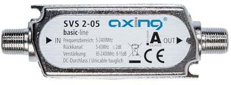 Axing SVS 2-05 Satelliten-Leitungsverstärker Inline Breitband (15 dB, 85 - 2400 MHz)