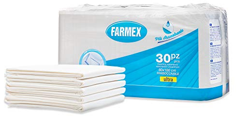 Farmex Inkontinenzeinlage, Bettschutzeinlage, wasserdichter Matratzenschutz, atmungsaktive Inkontinenzeinlage fürs Bett, Inkontinenz-Matratzenschutzeinlage, Größe 80x180 cm, 30 Stück
