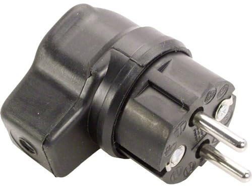as - Schwabe Vollgummi-Winkelstecker - Schutzkontaktstecker, Leitungen bis max. 2,5mm² - für den Außenbereich geeignet, 230V, 16A, IP44, Schwarz, Made in Germany, 62207