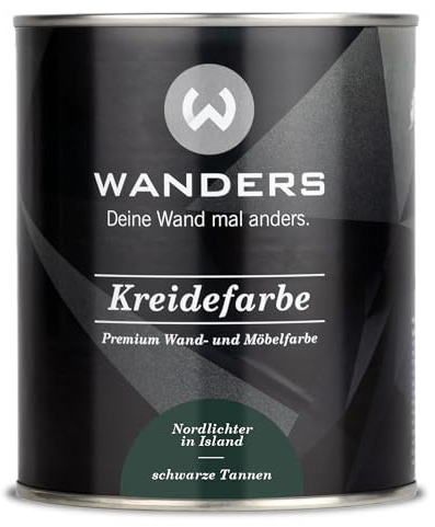 Wanders Shabby Chic Kreidefarbe 750 ml - Schwarze Tannen/Dunkles Grün - Küchenmöbellack und Möbelfarbe ohne Schleifen. Chalk Paint, für Holz & mehr. Hohe Deckkraft, schnell trocknend