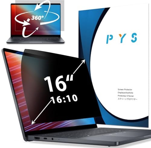 PYS 360° Blickschutzfolie Laptop 16 Zoll 16:10 Selbstklebende Anti Blaulicht Blendfrei Sichtschutz Folie Kompatibel mit Lenovo SGIN Dell Acer Samsung Asus Toshiba