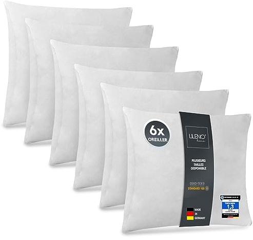 LILENO HOME Kissenfüllung (6er Set) | Pralle Füllung für Couchkissen & Dekokissen 45x45 | Wolkenweiches Sofa Pillow & Schlafkissen Made in Germany | Kissen Set mit Oeko-Tex Klasse 1