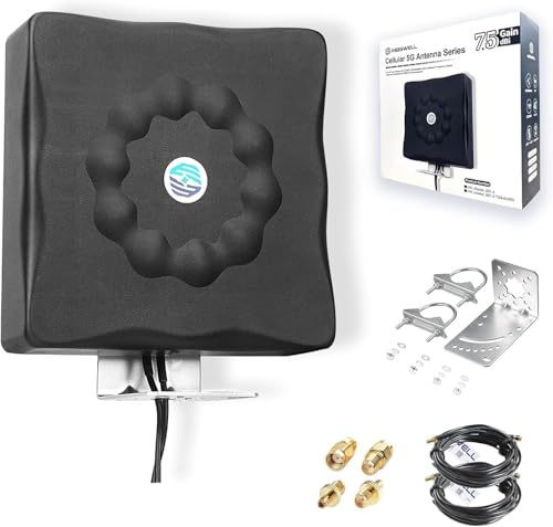 Maswell 4G 5G Außenantenne 2X2 MIMO, Bis zu 7,5 dBi 600-8000MHz Kreuzpolarisiert 5GA 5G NR, WiFi 6E WiFi 7 Ready, Outdoor Optimiert Routersignal