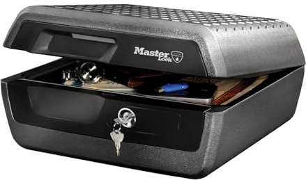 Master Lock Sicherheitskassette [Feuer- und Wasserfest] [Large] [Schlüsselschloss] LCFW30100 – Für Ausweise, A4-Dokumente, kleine Elektrogeräte, Juwelen usw.